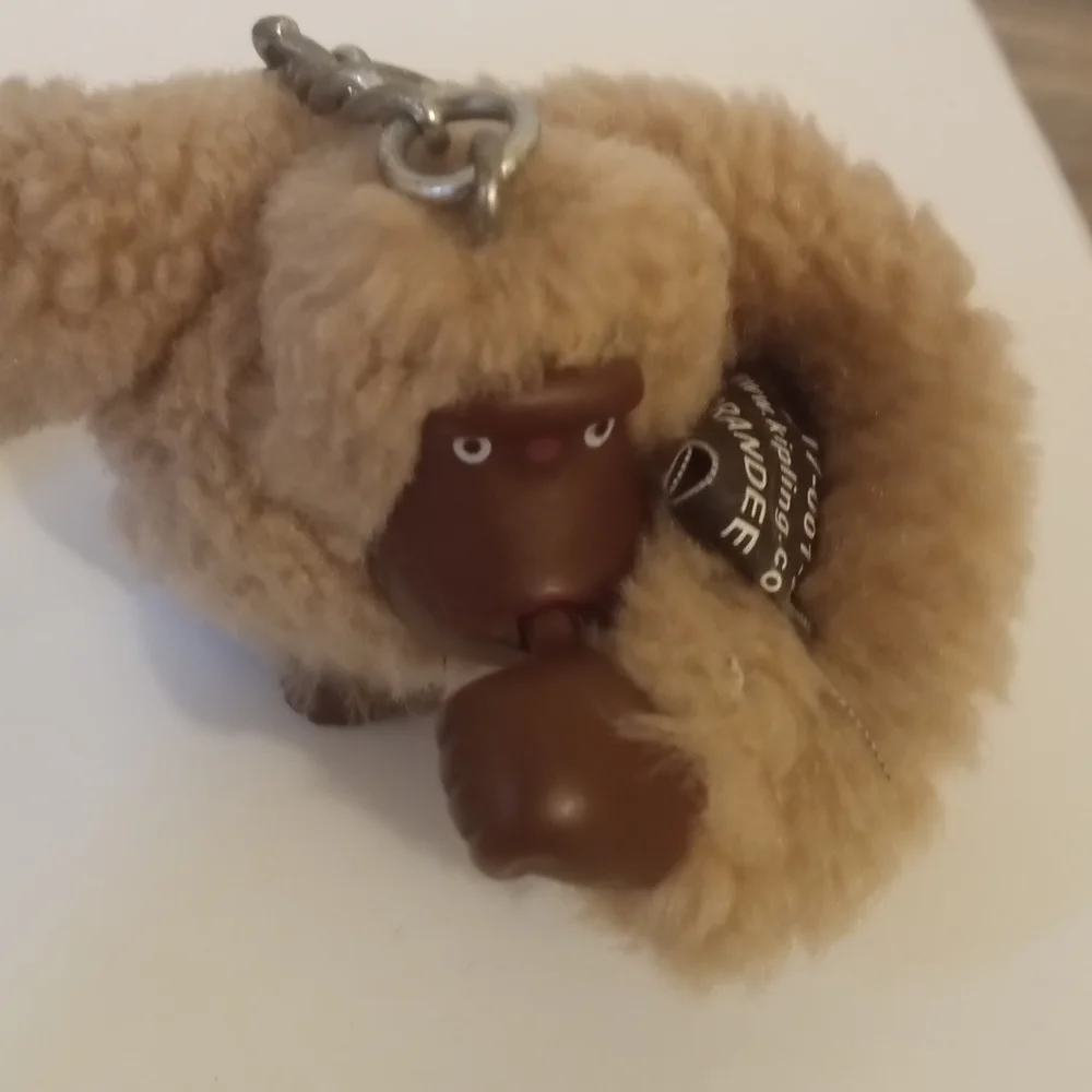 Kipling Light Brown Plush Monkey Keychain with Brown Face- Name Brandee